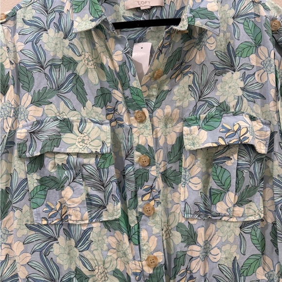 NWT LOFT Blue & Green Floral Tie-Waist shorts Romper size XXL - Picture 4 of 5